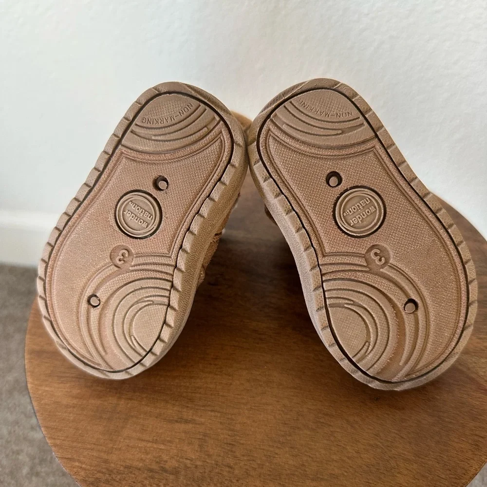 Wonder Nation Infant Girl Size 3 Brown Faux Suede Ruffle Bow Ankle Boots